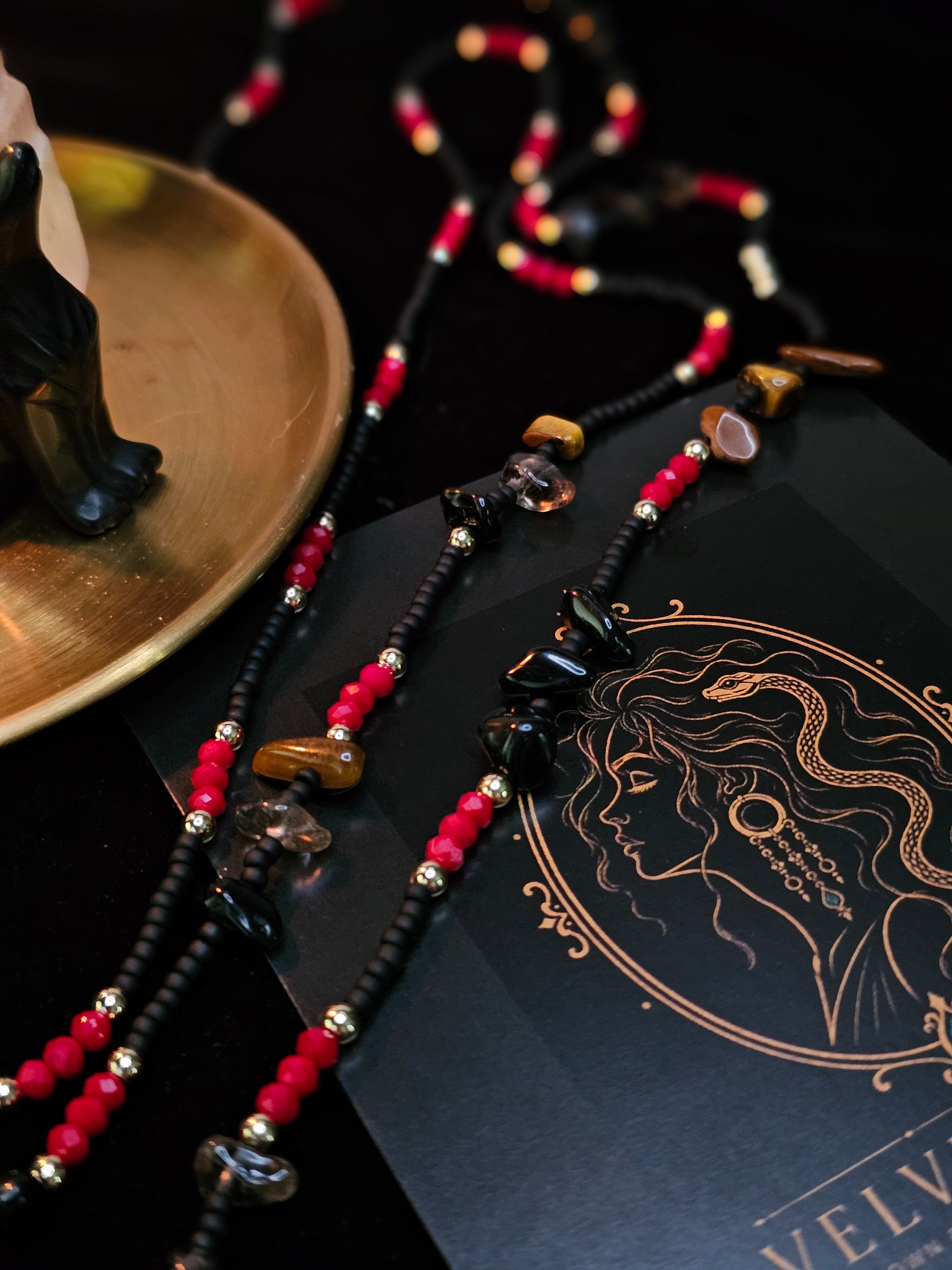 Obsidian Veil Ritual Waist Beads | Protection & Grounding