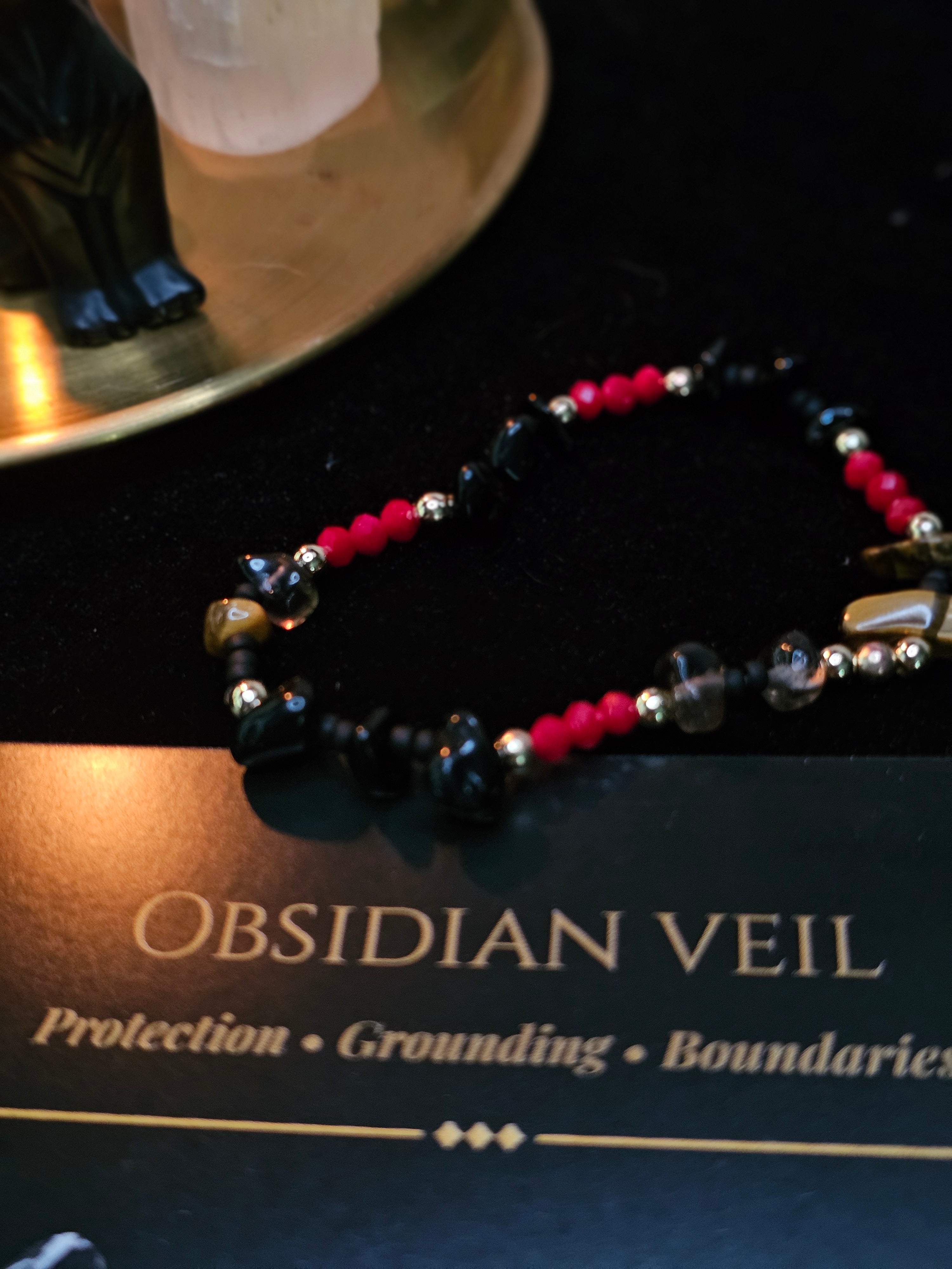 Obsidian Veil Ritual Bracelet | Protection & Grounding
